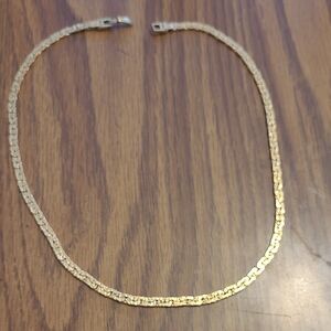 Vintage Gold Link Necklace with Textured Chain